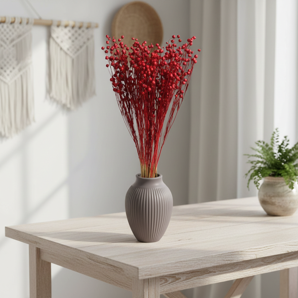 Sušený Len v syté bordó barvě – elegantní a přírodní dekorace